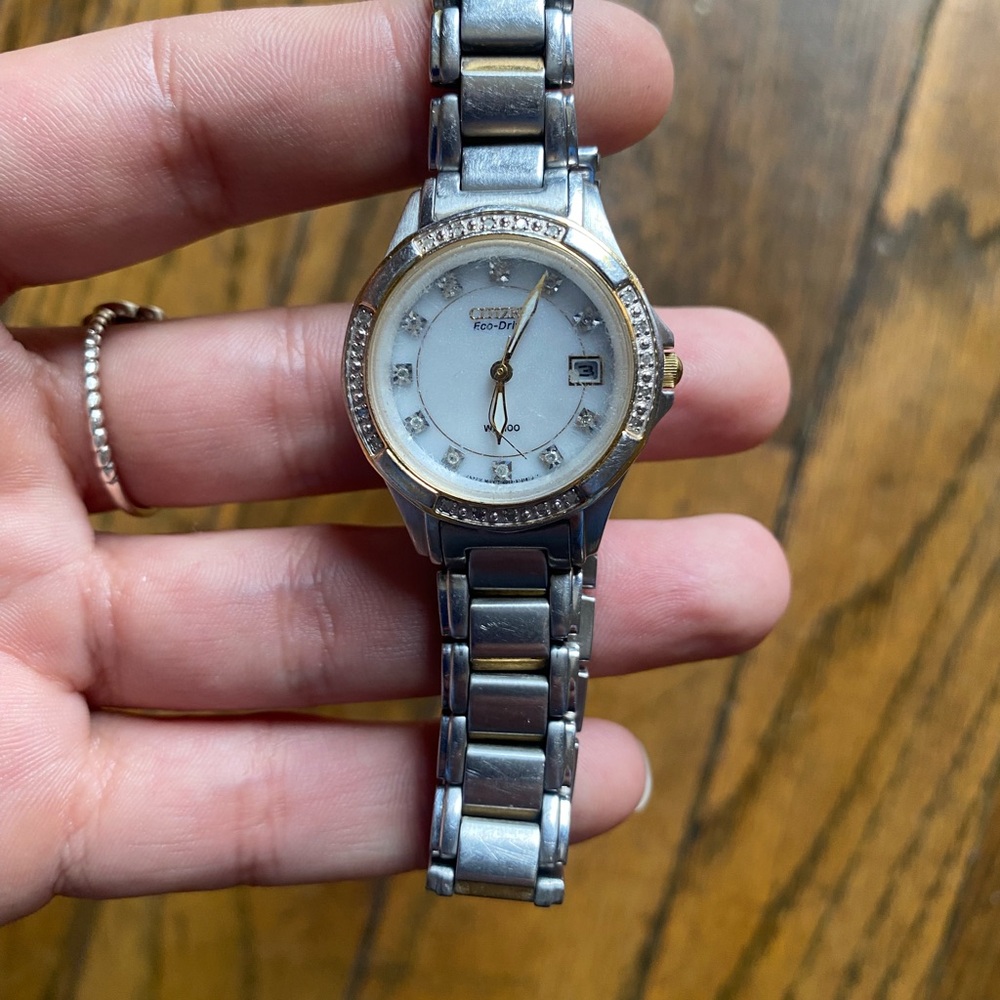 Citizen Eco-Drive Two-Tone Watch with White Dial